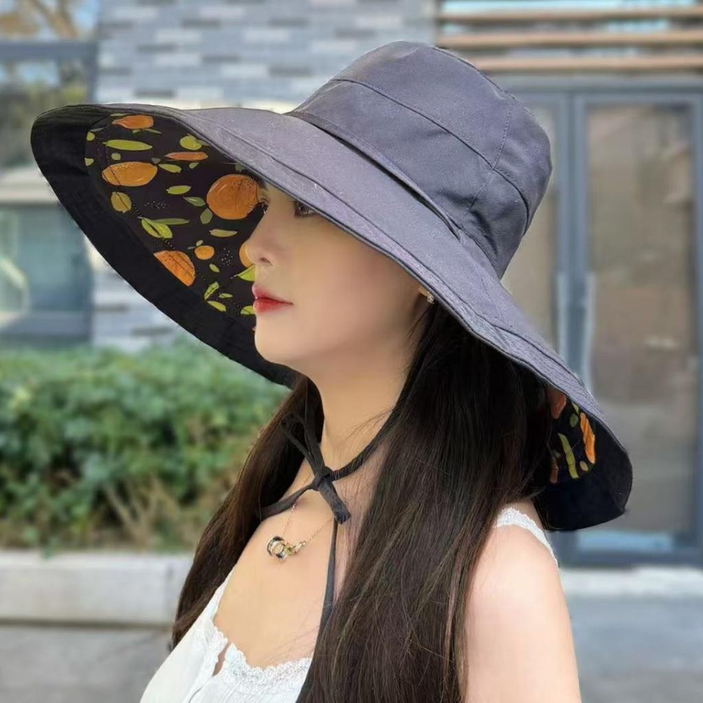 Summer new bucket hat UV protection women plus big eaves double-sided wear sunscreen hat travel beach hat sun hat