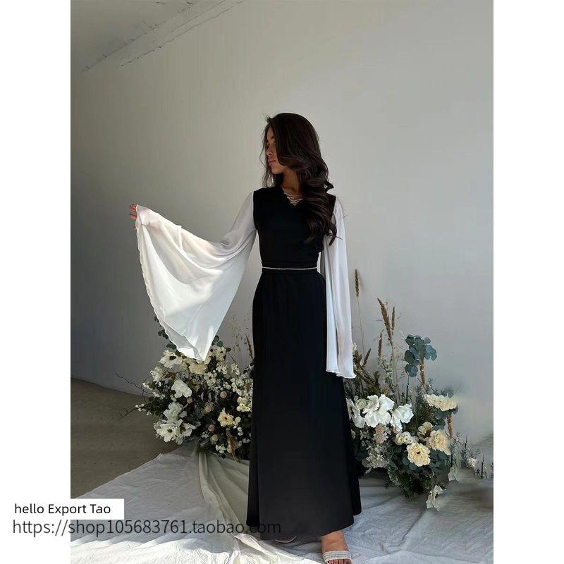 European and American New V-neck Fashion Loose Mesh See-through Sleeve Dress V-Neck Mesh Sleeve Dress