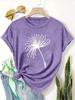 Dandelion Birds Women's Tee - Delicate Graphic, Casual Teal Top
