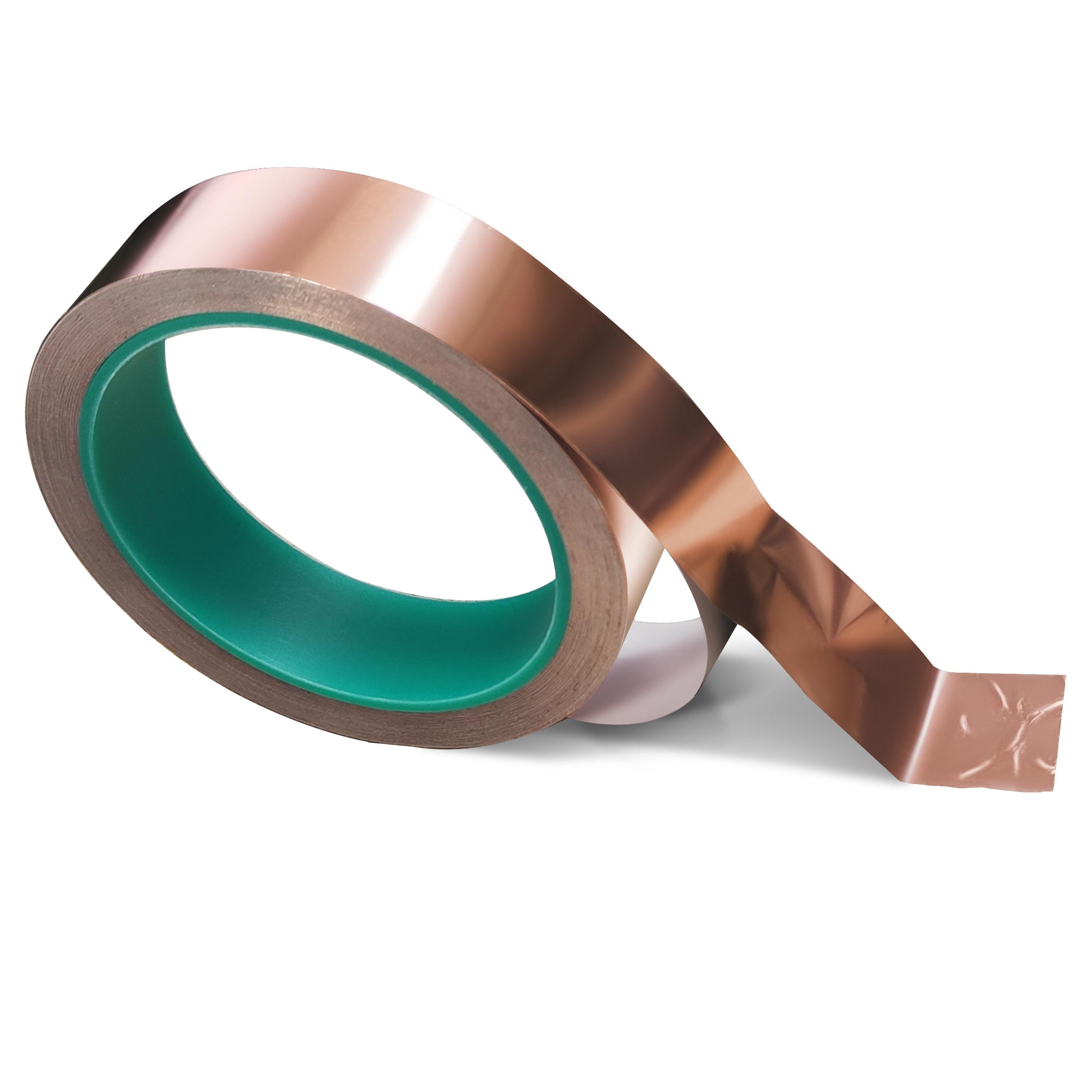 HWK Single Sided 25mm Wide Conductive Copper Foil Tape Heat-Resistant Guitar Shielding Tape with Pressure Sensitive Adhesive (copper,25MM width by 50M length) медный
