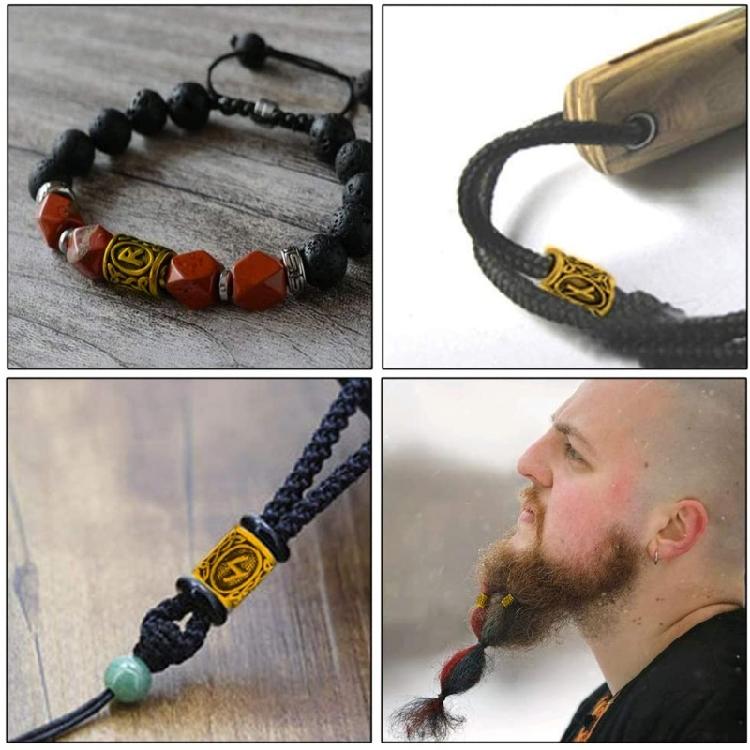 24PCS/Set Viking Rune Scandinavian Beads for Pendant Bracelet for Hair Beards
