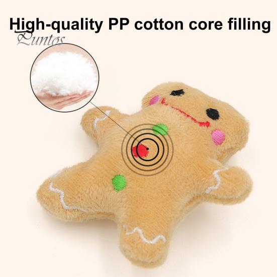 Scratch Resistant Cat Toy Christmas Catnip Plush Toys, Reindeer Gingerbread Santa Stuffed Animal, Interactive Holiday for Kittens, Pet Gift