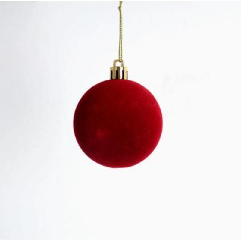 Wholesale Plastic Velvet Ball Pendants Flocked Christmas Balls Xmas Tree Hanging Ornaments New Year Wreath Party Decorations