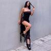 Sexy Sleeveless Bodycon Dress With Sheer Korean Mesh For Summer Casual Nightlife