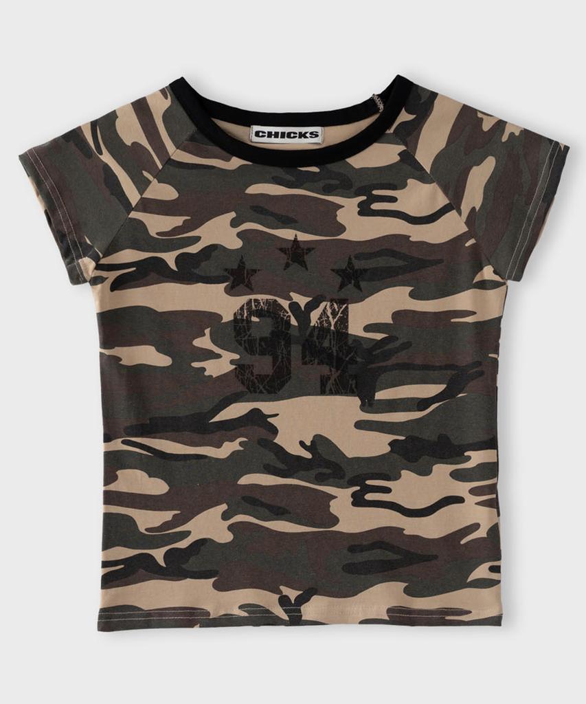 CHICKS Star Camo Slim Fit Tee Beige