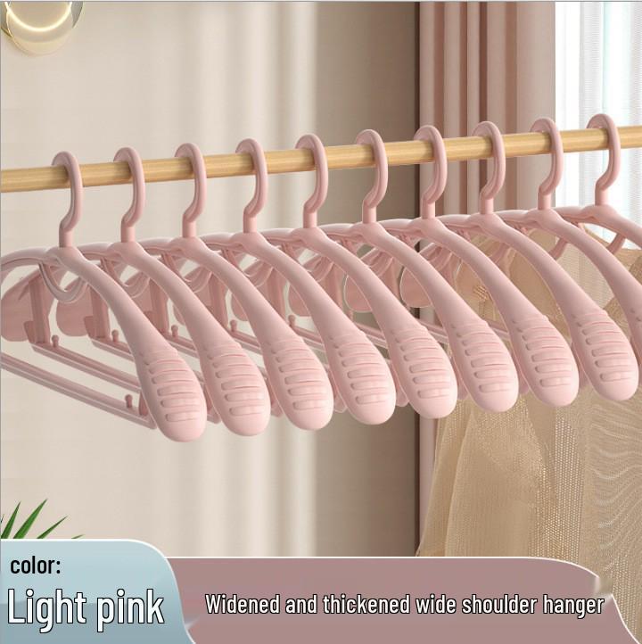 Очень толстая нескользящая вешалка с широкими плечиками для одежды взрослых и студентов не оставляющая следов пластиковая конструкция 10pcs розовый 990₽