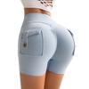 Cross-Border Fitness Yoga Shorts with Pockets - Button Workwear Running Pilates Peach Butt Hot Pants