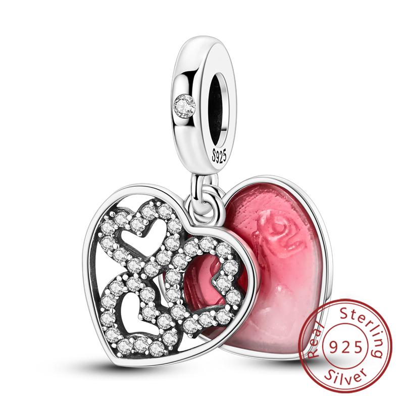 Red Series Charms Beads Pendan Copper Suitcase Red Wine High Heels Cherry Charm Fit Original Bracelet Woman Jewelry