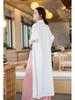 Women's Distressed Ramie Trench Coat: Casual, Slimming, and Elegant Long Cardigan