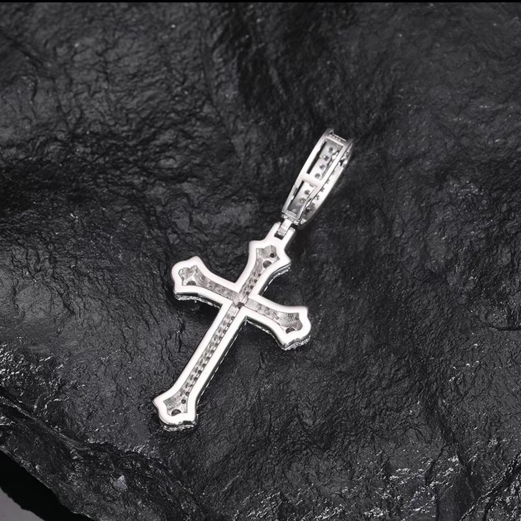 Copper Inlaid Zirconium High-end Heavy Industry Cross Pendant Light Luxury Religious Jewelry Cuban Chain Accessories Men