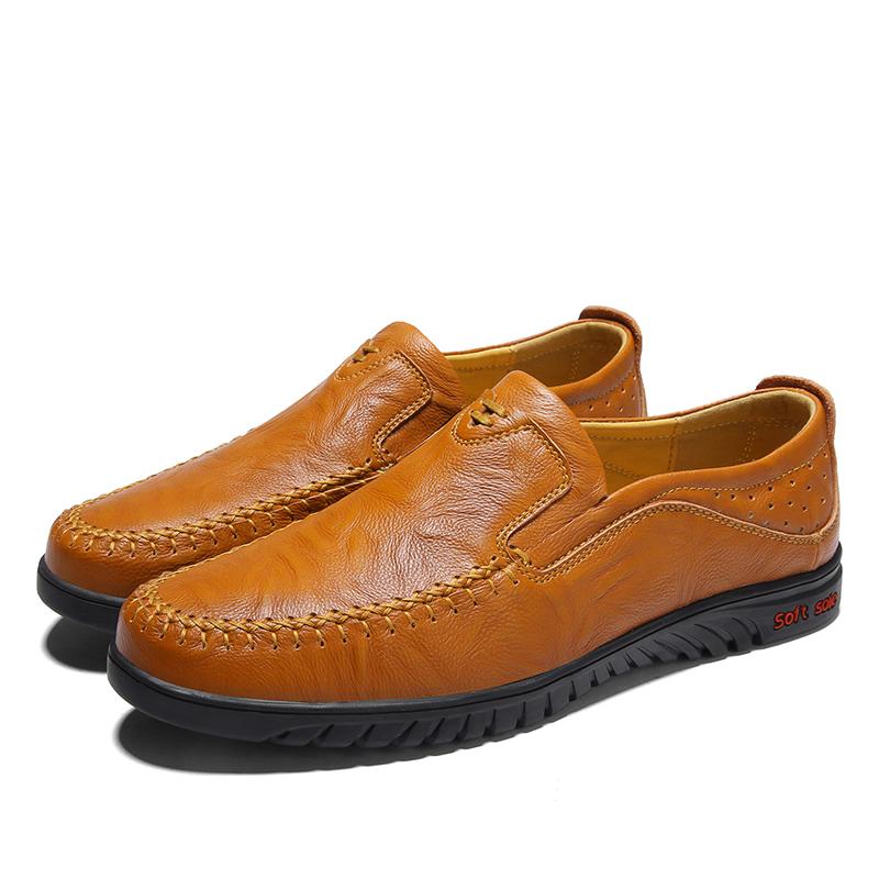 

Spring Autumn Leather Classic Mens Slip on Shoes Lightweight Male Comfortable Walking Shoe New All-match for Men Business Shoes 47