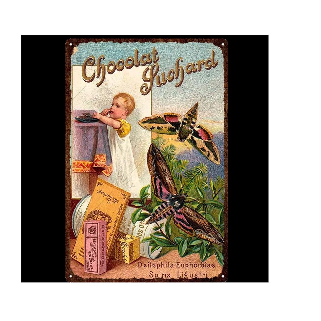 Vintage Chokladaffisch Godis Metallskylt Reklam Vägg Bar Hem Konst Kök Butik Retro Dekor Metall Väggmålning Dekoration