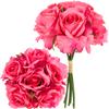Pink Artificial Rose Bouquet 6pcs Flowers Like Real Dense Beautiful Roses