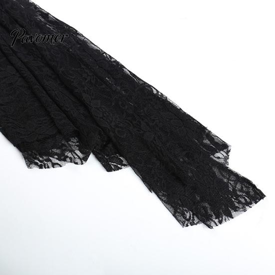 Soft Lace Bell Sleeve Cardigan Vintage Gothic Black T-shirt Elegant Flared Smock Top See Through Sexy Cropped Tops Streetwear Solid Color