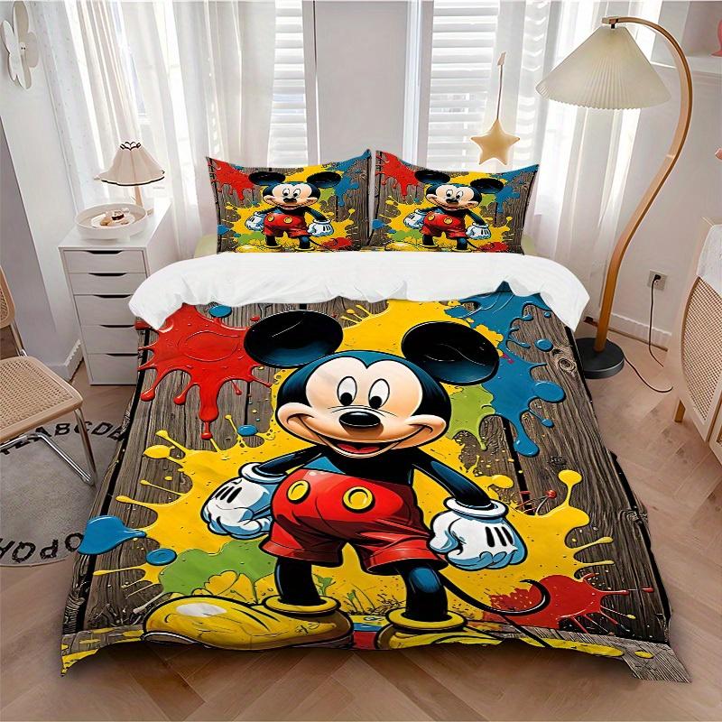 

3pcs Mickey Mouse Paint Splatter 1 Cover+2 Pillowcases, Pillow Inserts Not Included, Machine Washable, All-Season Use, Teen and Adult Rooms090 135x200cm