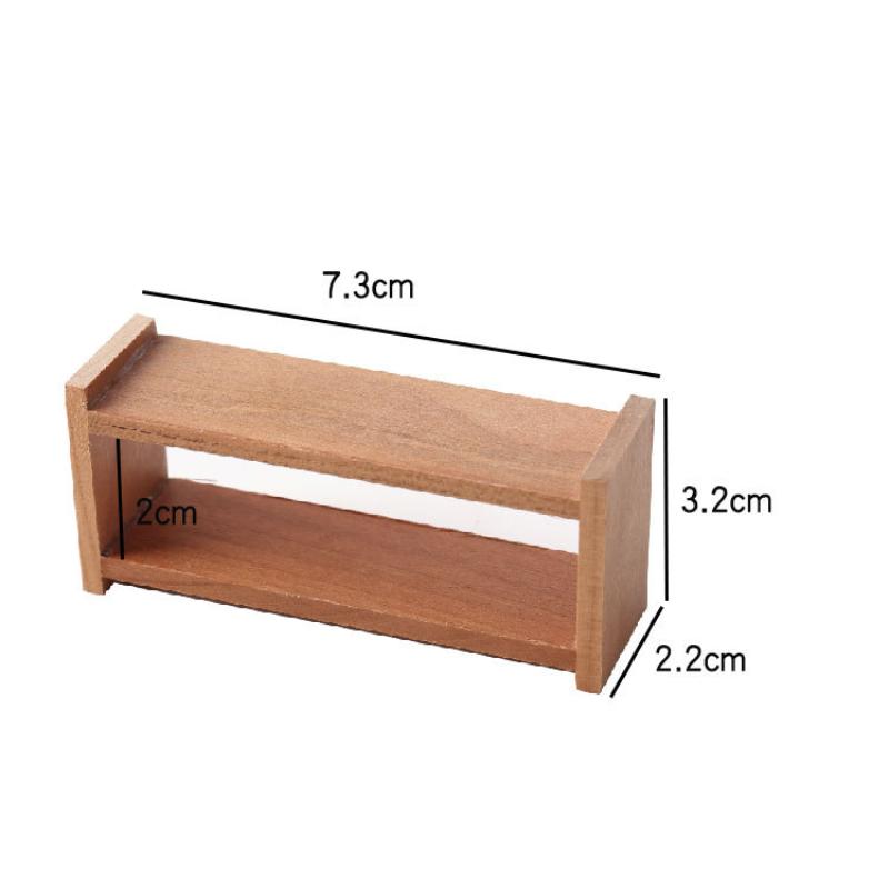 1/12 Dollhouse Mini Wooden Storage Rack Shelf Dollhouse Living Room Furniture Decoration Doll House Ornament Pretend Play Toy