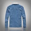 Herren Slim Fit Lammwolle Denimjacke, Hellblau gewaschen, Fleece gefüttert, Koreanischer Stil, Große Größen Winterjacke