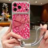 Cute Cartoon Bowknots Print Leather Lanyard Case For iPhone 18 Pro Max 17 16 15 14 13 Pro Max Luxury Hybrid TPU+PU Anti-skid Soft Phone Cover
