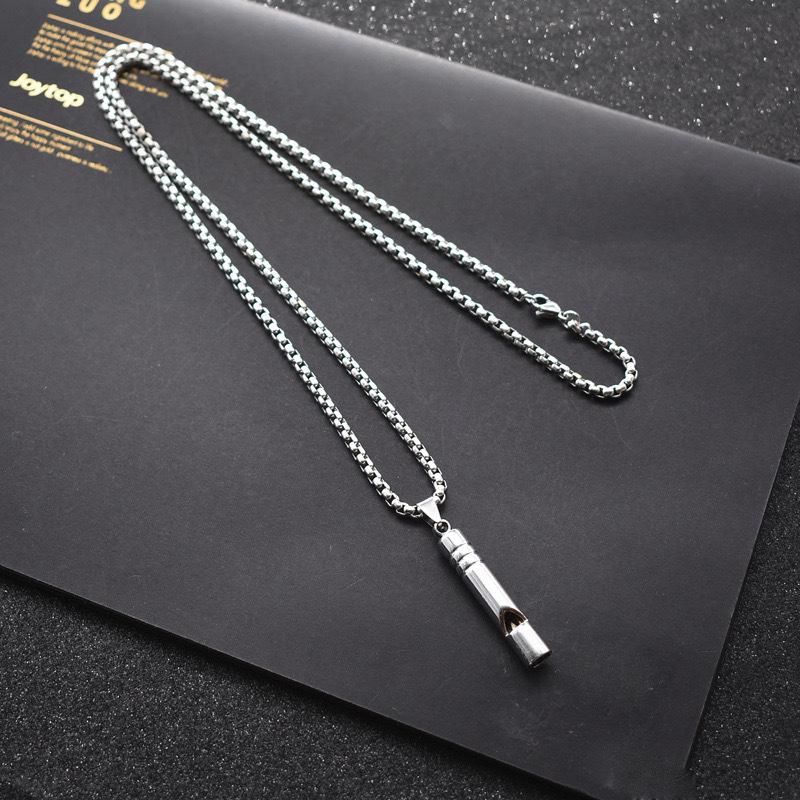 1pc Breathing Necklace Stainless Steel Necklace Increase Attention Whistle Necklace Anxiety Relief for Kids Adult