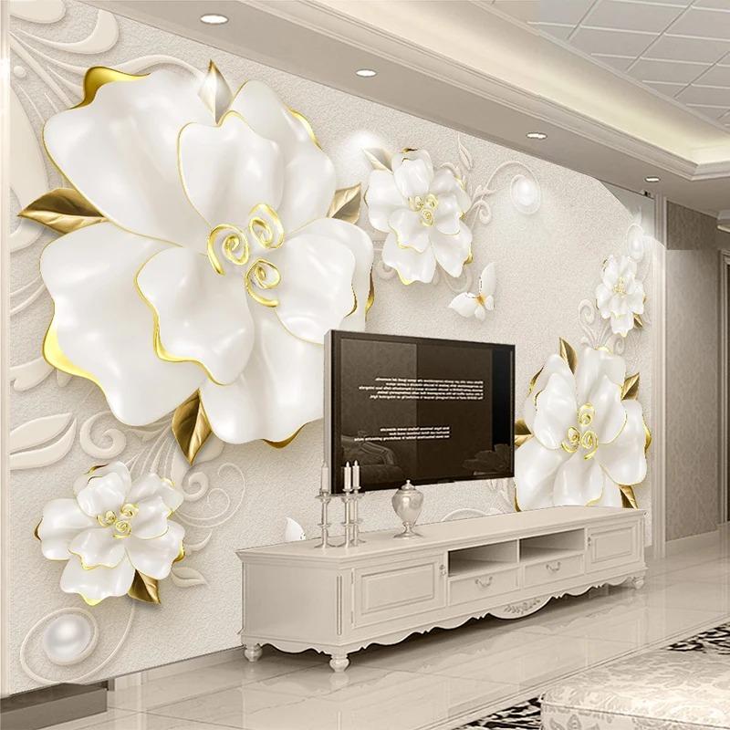 Modern Style 3d Stereoscopic Wallpaper Flower Butterfly Pattern Wall Mural Living Room Bedroom Wall Paper Home Decor