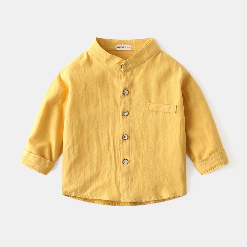 Children's Long-Sleeved Shirts, Spring and Autum Boys' Stand-Up Collar Pure Color Shirts, Baby Boys' Casual Cotton Tops, Kidsren's Clothing