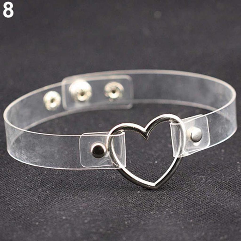 Women Punk Love Heart Ring Faux Leather Collar Choker Necklace Gothic ARI