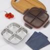 1set Stainless Steel Box With Leak-Proof Covered Four Compartment Refrigerator Storage Box Snack Container Lunch Box For Outdoor
