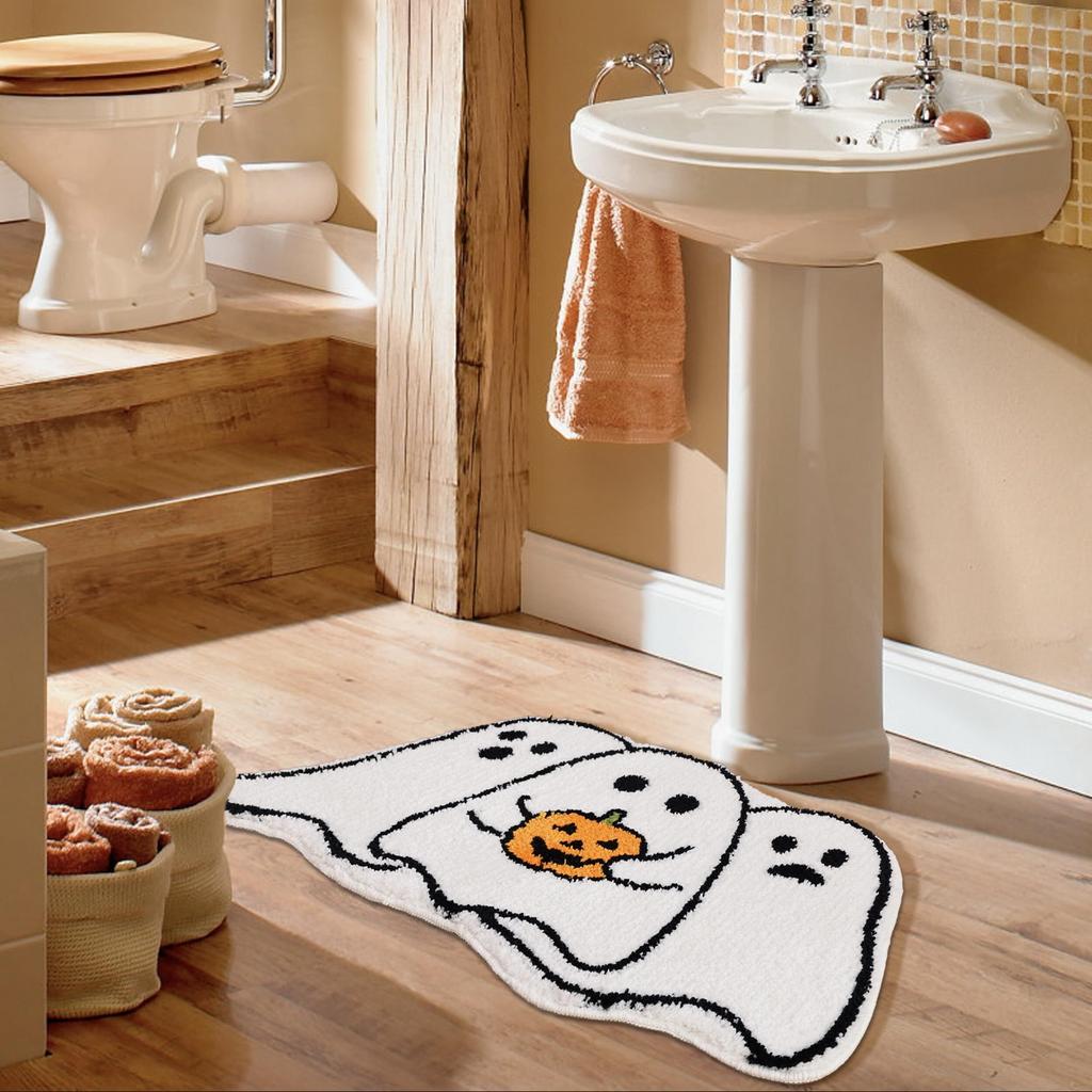40*60cmHalloween Imitation Cashmere Shaped Floor Mat, Dirt Resistant Door Mat for Entry, Thick Skin Friendly Carpet for Bedroom