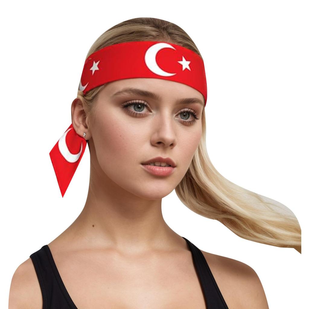 Turkish Flag Headband Sports Sweatband for Men Women Kids - Running Fitness Football Fan Accessories Headwrap