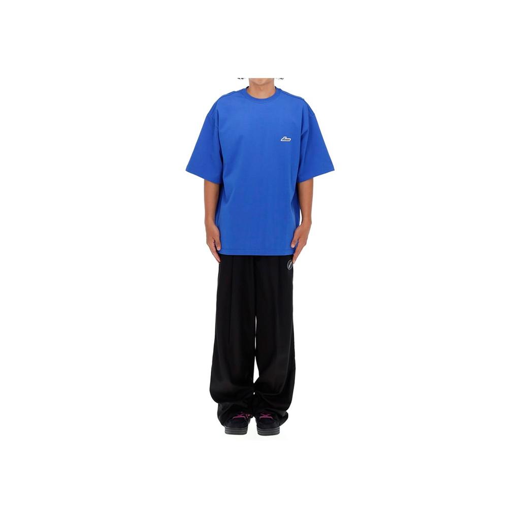 We11done Logo Round Neck Short Sleeve T-Shirt Unisex Tops Blue WD-TP5-19-920-BL