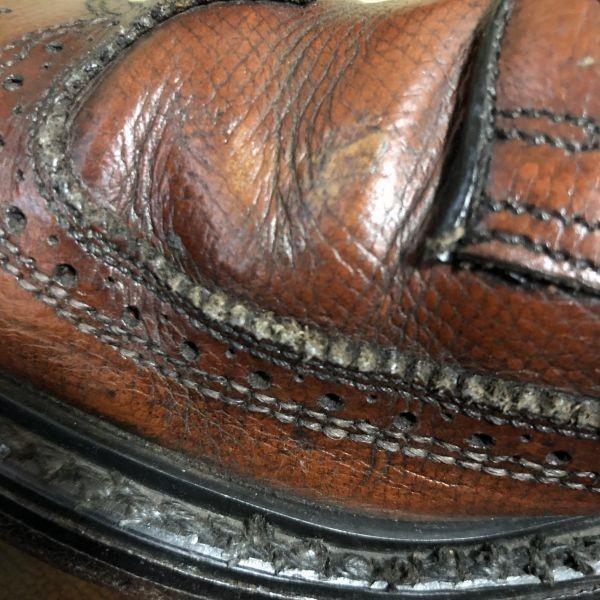 80s Vintage STAFFORD Long Wingtip Leather Business Shoes Brown size 8.5B 25.0-26.0 Men's(USED)