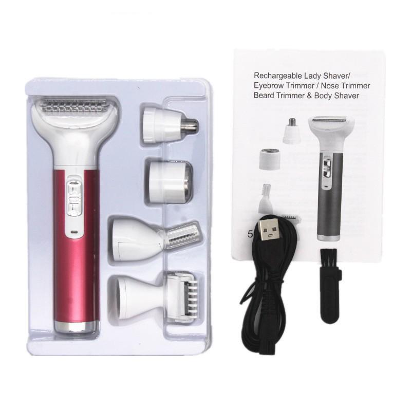 Women's 5-in-1 USB Rechargeable Multifunctional Epilator Set for Painless Full-Body Shaving