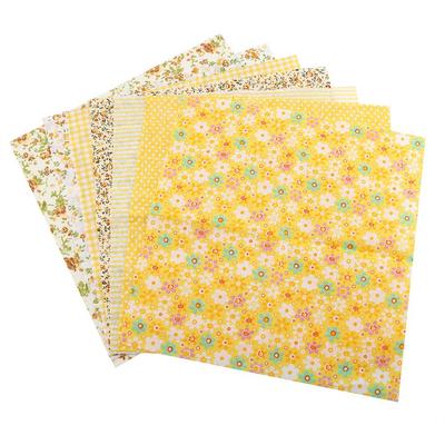 7 pezzi 25*25cm Tessuto di Cotone Fai da Te Assortiti Quadrati Pre Tagliati Suite Biancheria da Letto Pacchetto Quarti (Giallo)