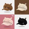 Cat Ears Octagonal Beanie Hat With Wide Brim For Winter Warmth