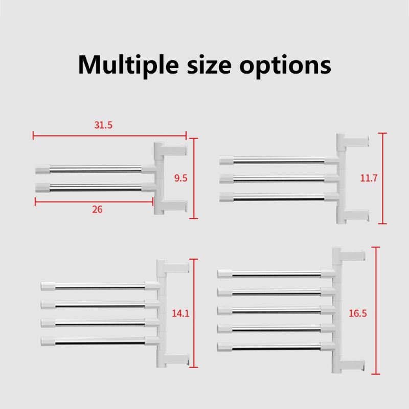 Wall Mounted Towel Bar Swivel Towel Rack Stainless Steel Towel Hanger 180° Rotation Space Saving Towel Rack for Bathroom