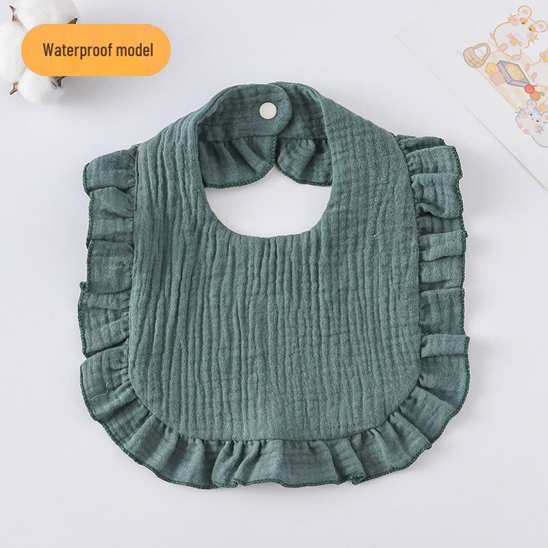 Ruffle Lace Waterproof Cotton Baby Bib (Seven-Layer Gauze)