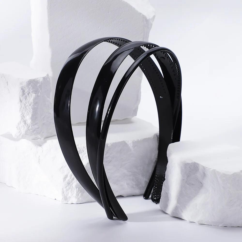 1/7pcs Simple Women Headbands Fashion Head Band for Girls Solid Black Color Casual Hair Accessories Plastic Headbans