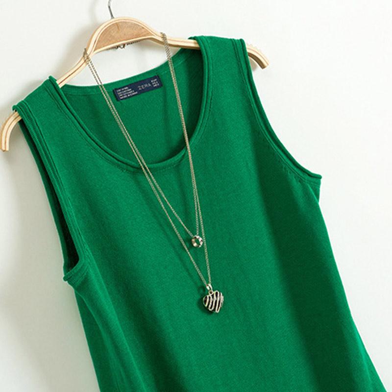 Cotton and Linen Camisole Women's Summer I-shaped Sleeveless Knitted Bottoming Shirt Short Outer Wear Loose Solid