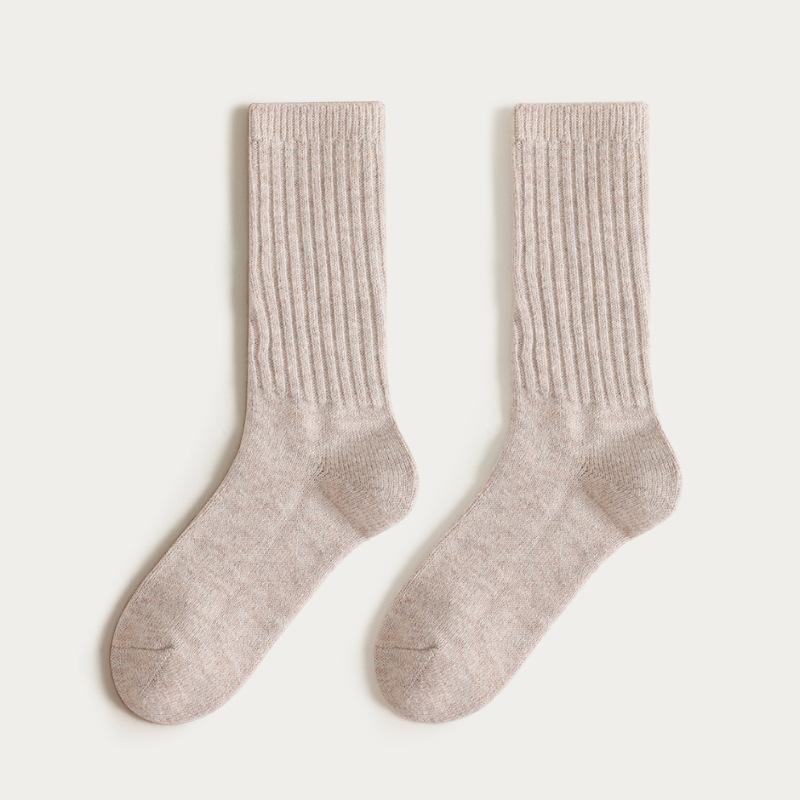 Wool Socks, Women's Mid-calf Socks, Autumn and Winter Thickened and Fleece Warm Cashmere Long Socks, Deodorizing Pile Socks