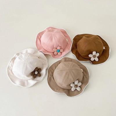 1 Piece Cute Baby Girl Bucket Hat Aesthetic Fashion Floral Series Fishmen Hat for Little Girl Spring Summer Soft Sunshade Hat