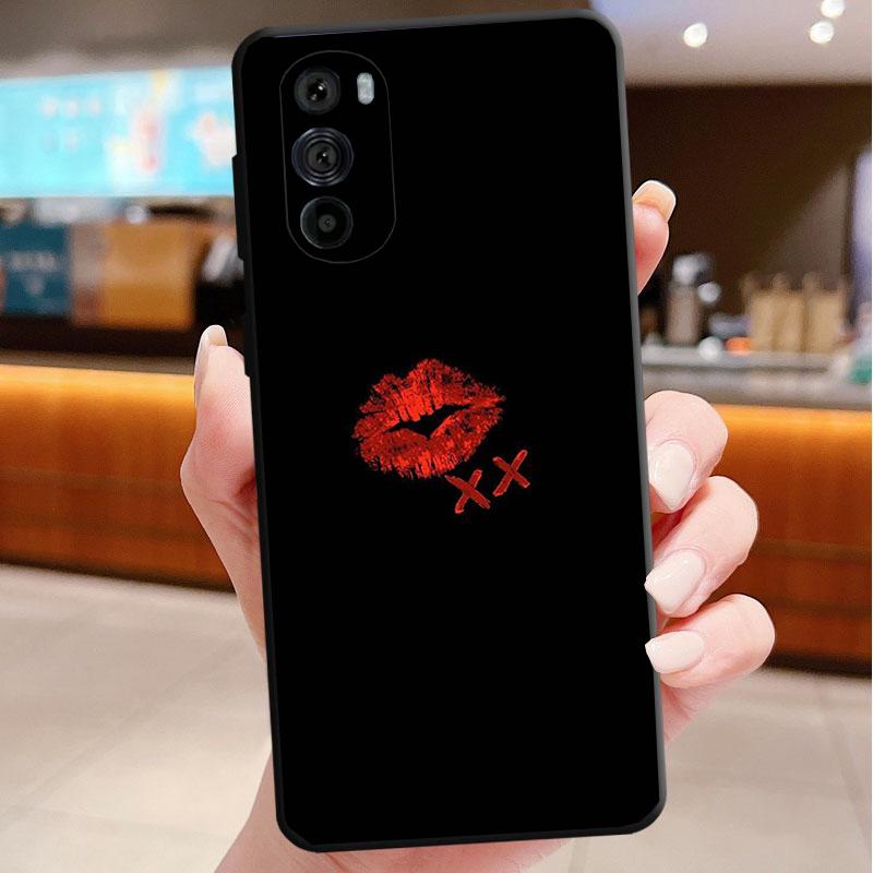 Black Red Lips Kiss Phone Case For Motorola Edge 60 50 40 Pro 60 50 40 30 Ultra Neo Fusion Moto G Play G Stylus G Carcasas