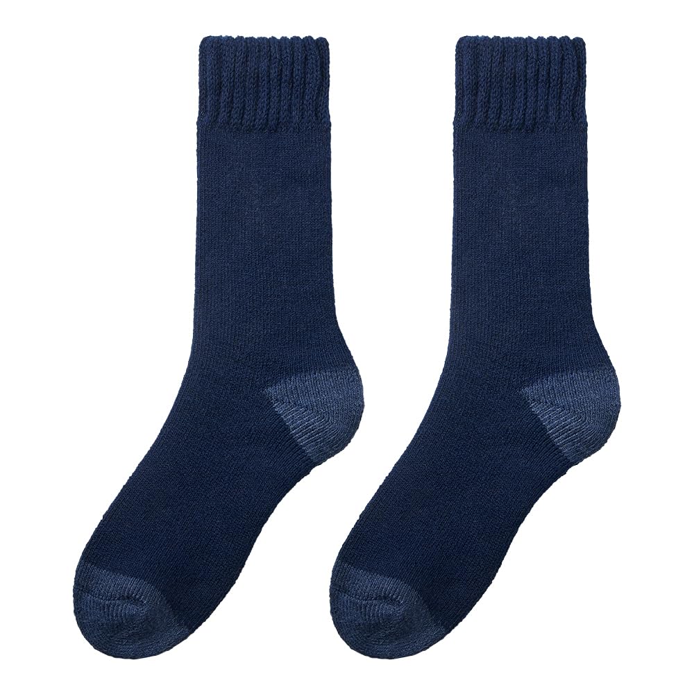 Gunze Fire Acedron Warm Wool Full Pile Warm Room Indigo Socks, Moisture-Wicking, Heat-Generating, Blend, Knit, Deodorizing, Socks, AGY304, Men's,