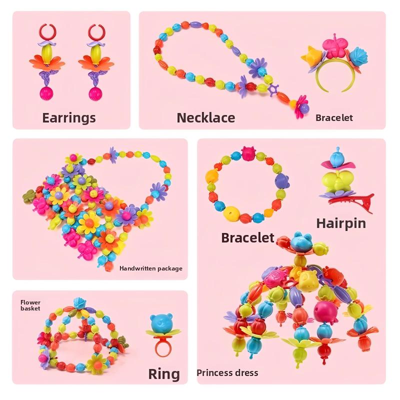 Children's DIY Bead Jewelry Making Kit Beginner Friendly Craft Set for Girls Make Necklace Bracelet Ring Art Craft Gift
