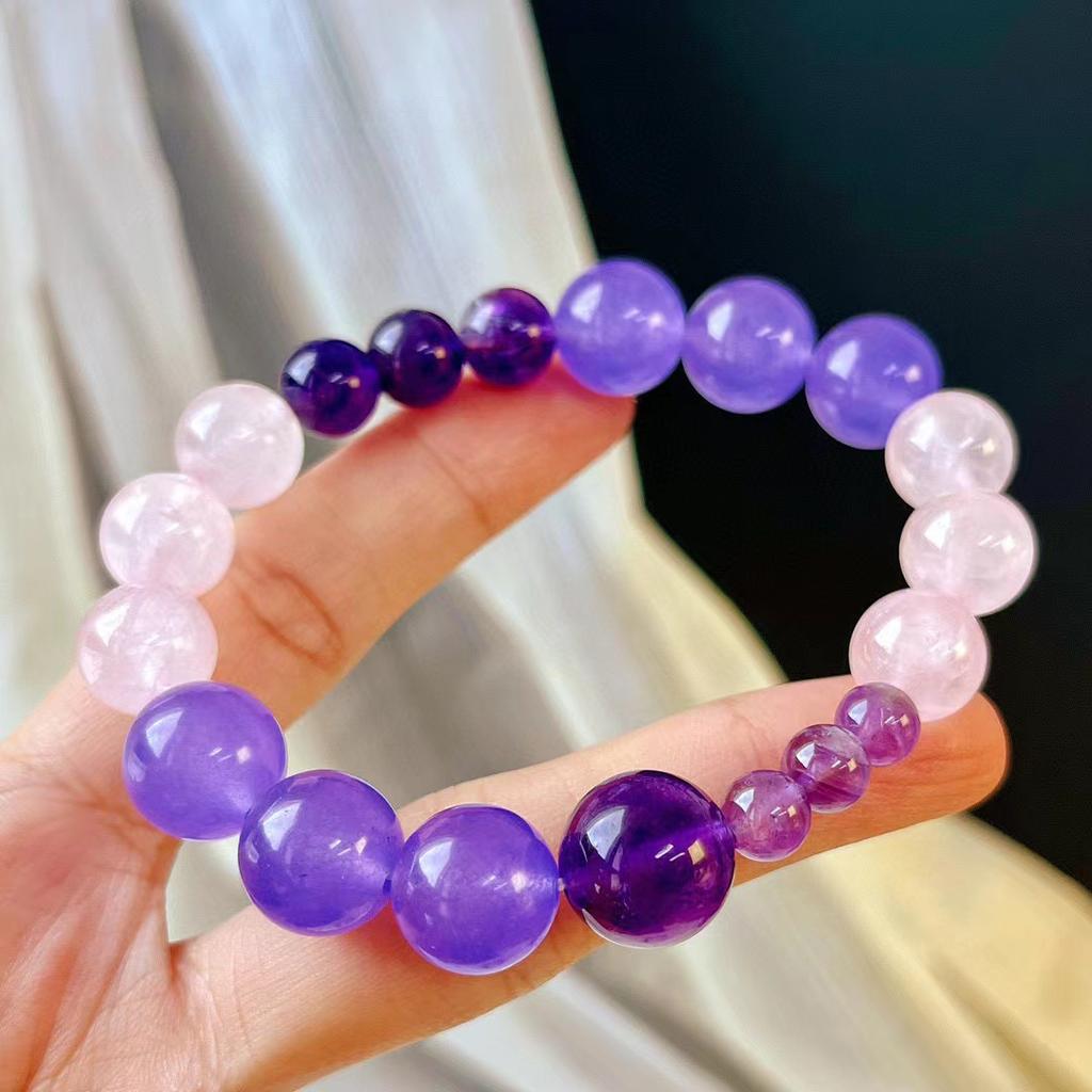 Vintage Powder Crystal Natural Amethyst Quartzite Jade Bracelet Atmosphere Beaded Bracelet
