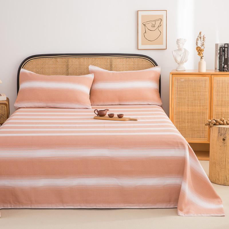 Wholesale 100% cotton old coarse cloth sheets pure cotton kang single three-piece set single piece soft mat student dormitory mat