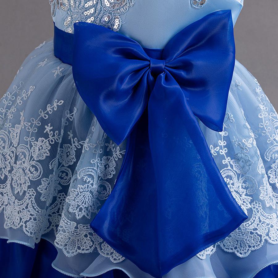 Girls Bow Flower Wedding Party Birthday Party Tutu Dress Stage Performance Costume