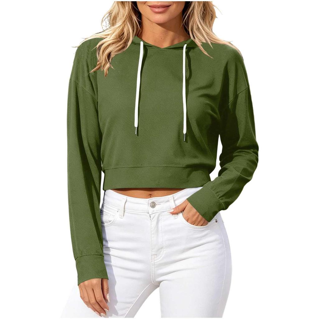 Damen Hoodie mit langen Ärmeln, kurz geschnitten, rückenfrei, für trendige Streetwear