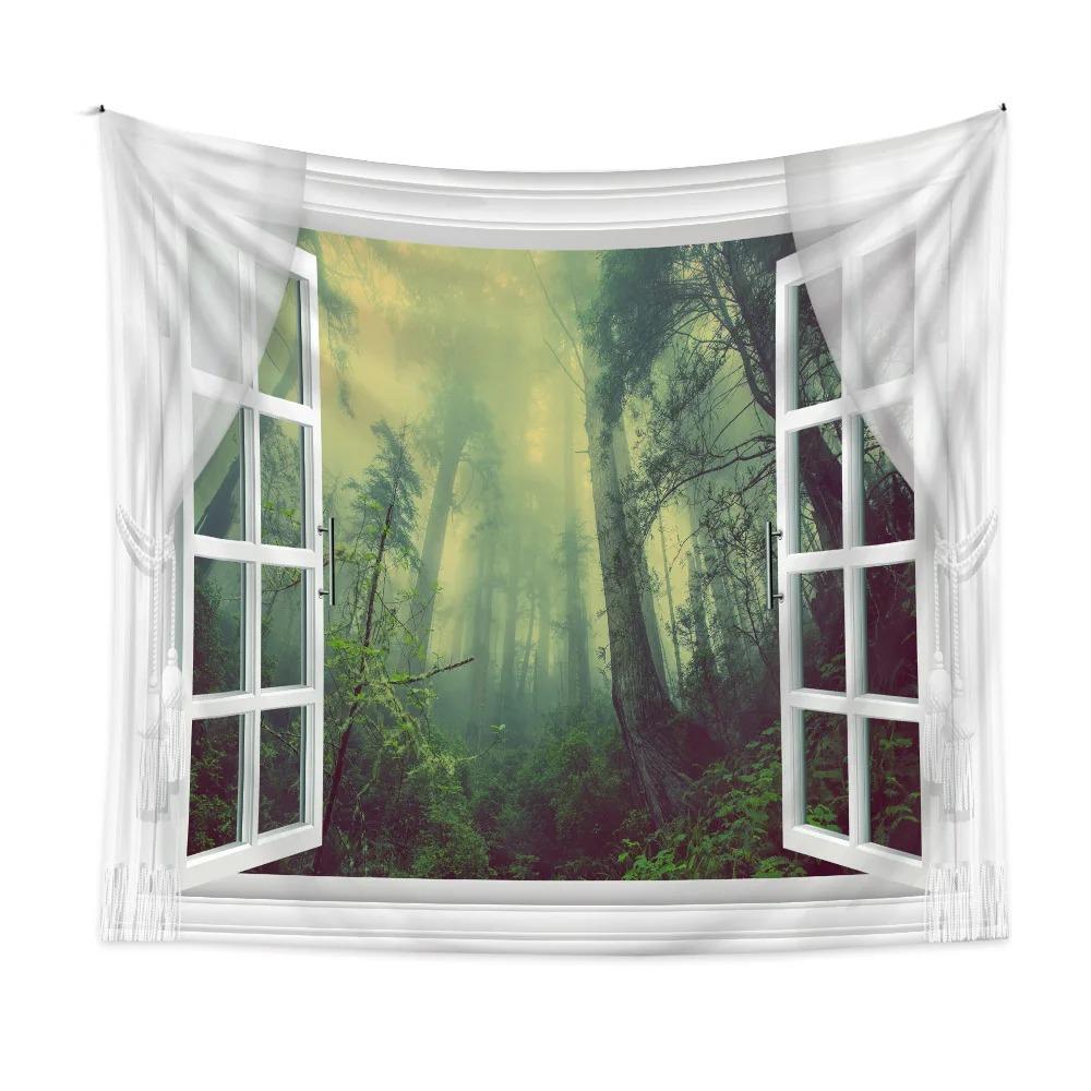 Home Wall Decoration Tapestry Outside The Window Natural Scenery Background Hanging Cloth Bedroom Living Room Tapestry