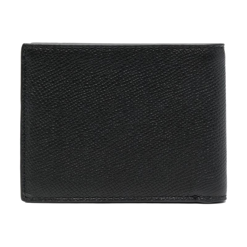 Coach Billfold Wallet 10 Solid Color Logo Cross Pattern Cow Leather Card Holder Wallet Men's Black