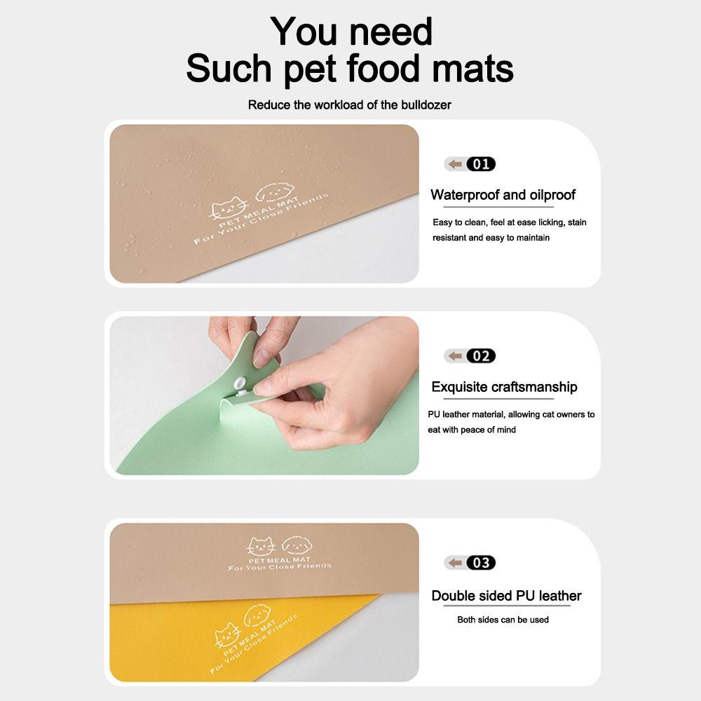 PU Leather Pet Feeding Mat Waterproof Cat Food Mat New Leather Pet Mat Home Floor Protection